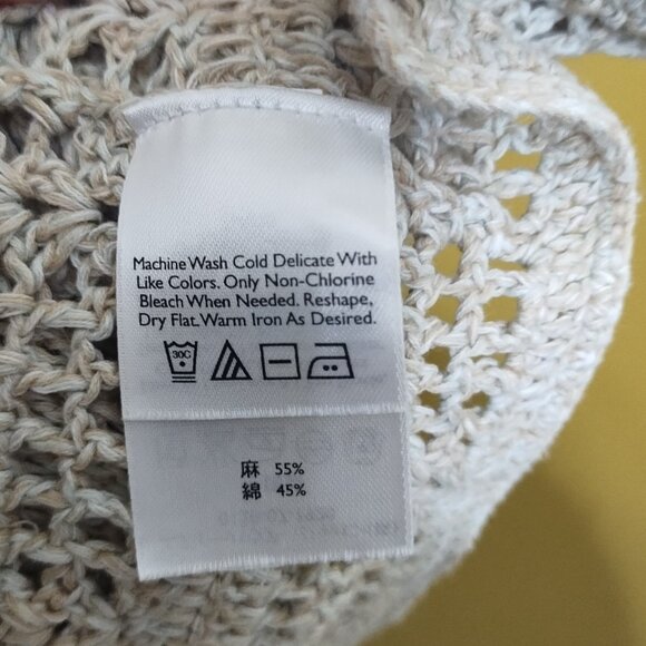 VTG Y2K Eddie Bauer Loose Knit Sheer Button Front Linen Cotton Cardigan XLT Boho - Picture 4 of 5